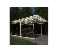 vidaXL Tonnelle avec Moustiquaire et Lumières Belvédère de Jardin Pavillon d'Extérieur Tente de Réception Chapiteau Barbecue