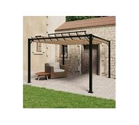 Vidaxl Tonnelle Avec Toit À Persienne 3x3 M Taupe Tissu Aluminium