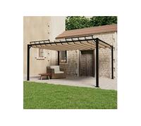 Prieel met lamellendak 3x4 m stof en aluminium taupe313928