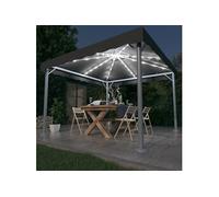 Prieel met LED-lichtslinger 300x300 cm aluminium antracietkleur3070343