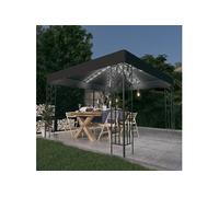 Prieel met LED-lichtslinger 3x3 m antracietkleurig3070296