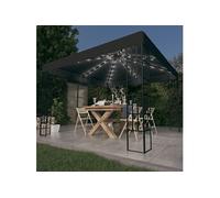vidaXL Prieel met LED-lichtslinger 3x3 m antracietkleurig3070322 Anthracite G
