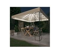 Prieel met LED-lichtslinger 3x3 m stof crÃmekleurig3070326