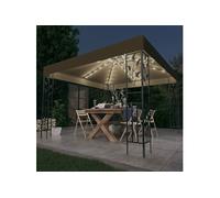 Prieel met LED-lichtslinger 3x3 m taupe3070312