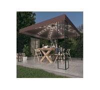 vidaXL Prieel met LED-lichtslinger 3x3 m taupe3070324 Taupe G