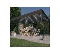 Prieel met LED-lichtslinger 3x4 m antracietkleurig3070323