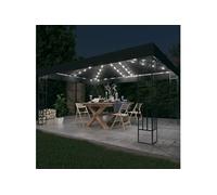 Tonnelle avec Guirlande Lumineuse à LED 3x3m Anthracite Tissu Belvédère vidaXL