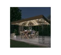 vidaXL Prieel met LED-lichtslinger 3x4 m taupe3070310 Taupe G