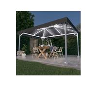 vidaXL Tonnelle 3070352 – 4x3 m Aluminium avec guirlande lumineuse LED solaire Anthracite