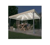 Prieel met LED-lichtslinger 400x300 cm aluminium crÃmekleurig3070351
