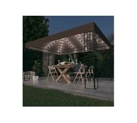 Tonnelle avec guirlande lumineuse à LED 4x3 m Taupe