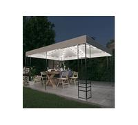 Tonnelle - vidaXL - 4x3x2,7 m - Blanc - Guirlande lumineuse LED - Résistante à l'eau