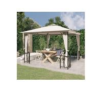 Vidaxl Tonnelle Avec Parois Et Toit Double 3x3 M Crème