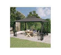 Prieel met zijwanden en dubbel dak 3x4 m antracietkleurig318544