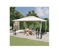 Prieel met zijwanden en dubbel dak 3x4 m crÃmekleurig318543