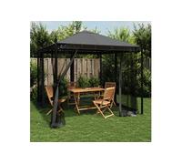 vidaXL Tonnelle avec parois en filet anthracite 2,93x2,93 m acier, tonnelle de jardin, tonnelle de patio, pavillon, tonnelle d'extérieur Anthracite