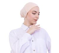 Prien Bonnet Hijab Femme En Coton, Cap Turban Musulmane, Écharpe Intérieure Pour Priere Et Usage Quotidien, Echarpe Islam Instantané Pour Ramadan Et Aïd (Beige)