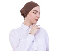 Prien Bonnet Hijab Femme En Coton, Cap Turban Musulmane, Écharpe Intérieure Pour Priere Et Usage Quotidien, Echarpe Islam Instantané Pour Ramadan Et Aïd (Marron)