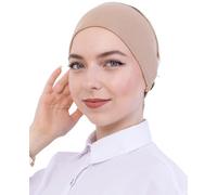 Prien Bonnet Hijab Femme Musulmane en Coton, Sous-Voile Pré-Cousu Extensible, Bandeau Antidérapant Confortable pour Prière, Foulard Écharpe Islam Quotidien (Vison Foncé)