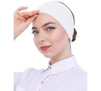 Prien Bonnet Hijab Femme Musulmane en Coton, Sous-Voile Pré-Cousu Extensible, Bandeau Antidérapant Confortable pour Prière, Foulard Écharpe Islam Quotidien (Crème)