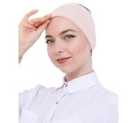 Prien Bonnet Hijab Femme Musulmane en Coton, Sous-Voile Pré-Cousu Extensible, Bandeau Antidérapant Confortable pour Prière, Foulard Écharpe Islam Quotidien (Beige)