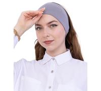 Prien Bonnet Hijab Femme Musulmane en Coton, Sous-Voile Pré-Cousu Extensible, Bandeau Antidérapant Confortable pour Prière, Foulard Écharpe Islam Quotidien (Gris)