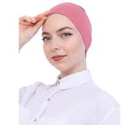 Prien Bonnet Hijab Femme Musulmane en Coton, Sous-Voile Pré-Cousu Extensible, Bandeau Antidérapant Confortable pour Prière, Foulard Écharpe Islam Quotidien (Vieux Rose)