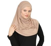Prien Chic Hijab Pour Femme, Ensemble Foulard Musulmane, Long Turban Bonnet Musulman, Echarpe Voile, Vetement De Prière Pour Filles, Khimar Abaya (Vison Profond)