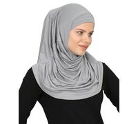 Prien Chic Hijab Pour Femme, Ensemble Foulard Musulmane, Long Turban Bonnet Musulman, Echarpe Voile, Vetement De Prière Pour Filles, Khimar Abaya (Gris)