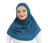 Prien Chic Hijab Pour Femme, Ensemble Foulard Musulmane, Long Turban Bonnet Musulman, Echarpe Voile, Vetement De Prière Pour Filles, Khimar Abaya (Turquoise)