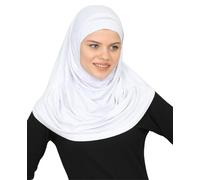 Prien Chic Hijab Pour Femme, Ensemble Foulard Musulmane, Long Turban Bonnet Musulman, Echarpe Voile, Vetement De Prière Pour Filles, Khimar Abaya (Blanc)