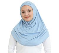 Prien Chic Hijab Pour Femme, Ensemble Foulard Musulmane, Long Turban Bonnet Musulman, Echarpe Voile, Vetement De Prière Pour Filles, Khimar Abaya (Bleu)