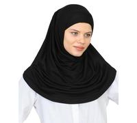 Prien Chic Hijab Pour Femme, Ensemble Foulard Musulmane, Long Turban Bonnet Musulman, Echarpe Voile, Vetement De Prière Pour Filles, Khimar Abaya (Noir)