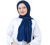 Prien Hijab Pour Femme Musulmane Foulard Leger Pour Fille Long Turban En Musulman De Soie Chale Noir Ensemble De Priere Islamique Pour Le Ramadan Hajj Mosquée (Bleu Marine)