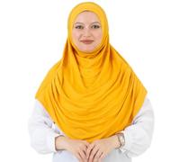 Prien Hijab Pour Femme | Prêt Turban Musulmane | Foulard Doux Pour La Priere | Bonnet Long | Vetement Islamique, Jersey Abaya | Robe De Prière Pour Ramadan, Mawlid, Hajj (Jaune foncé)
