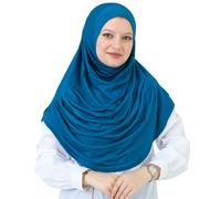 Prien Hijab Pour Femme | Prêt Turban Musulmane | Foulard Doux Pour La Priere | Bonnet Long | Vetement Islamique, Jersey Abaya | Robe De Prière Pour Ramadan, Mawlid, Hajj (Turquoise)