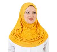 Prien Hijab Prêt À Porter Pour Femme | Long Turban Musulmane | Foulard En Priere Doux | Bonnet Musulman | Islamique Abaya, Prière Bandana Pour Ramadan, Mosquée, Mawlid (Jaune Foncé)