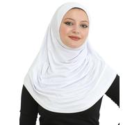 Prien Hijab Prêt À Porter Pour Femme | Long Turban Musulmane | Foulard En Priere Doux | Bonnet Musulman | Islamique Abaya, Prière Bandana Pour Ramadan, Mosquée, Mawlid (Blanc)