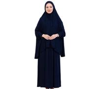 Prien Robe De Priere Douce Pour Les Femme, Ensemble De Hijab Abaya Musulmane, Longue Tenue De Prière En Coton Turc, Vetement Islamique Pour Le Ramadan, Hajj (Bleu Marine)
