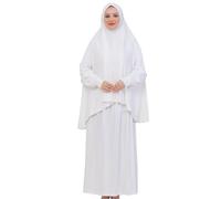 Prien Robe De Priere Douce Pour Les Femme, Ensemble De Hijab Abaya Musulmane, Longue Tenue De Prière En Coton Turc, Vetement Islamique Pour Le Ramadan, Hajj (Creme)