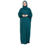 Prien Robe De Priere Pour Femme, Abaya Musulmane En Coton, Hijab Doux, Prière Vetement Islamique Turcs Elegants Pour L’aïd, Le Ramadan Islam, La Omra, Le Hajj (Emeraude)