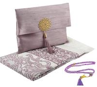 Prien Tapis De Priere Musulman avec Perles De Prière pour Femme Et Homme, Cadeaux Bayram, Ramadan, Islamique, Ensemble De Cadeau Coffret pour Seccade Namaz Islam (Violet)