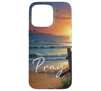Prier le coucher de soleil prière de la plage chrétien Coque pour iPhone 15 Pro Max