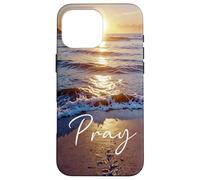 Prier le coucher de soleil prière de la plage chrétien Coque pour iPhone 16 Pro Max