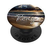 Prier le coucher de soleil prière de la plage chrétien PopSockets PopGrip Adhésif