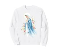 Prière catholique Vierge Marie Rose Bleu Sweatshirt
