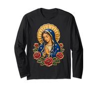 Prière de la Vierge Marie avec des Roses Sacrée Catholique Icône Art Manche Longue