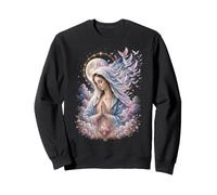 Prière de la Vierge Marie Lune Colombes Sacré Catholique Art Dévotionnel Sweatshirt