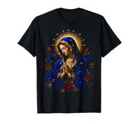 Prière de la Vierge Marie Sacrée Floral Catholique Art Dévotionnel T-Shirt