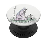 Prière de Sainte-Madeleine à Genoux par Croix catholique PopSockets PopGrip Adhésif